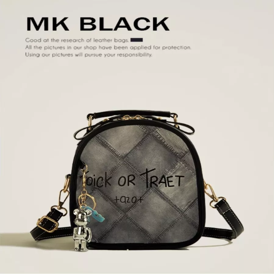 M&amp;K 復古格紋百搭品牌包-黑色