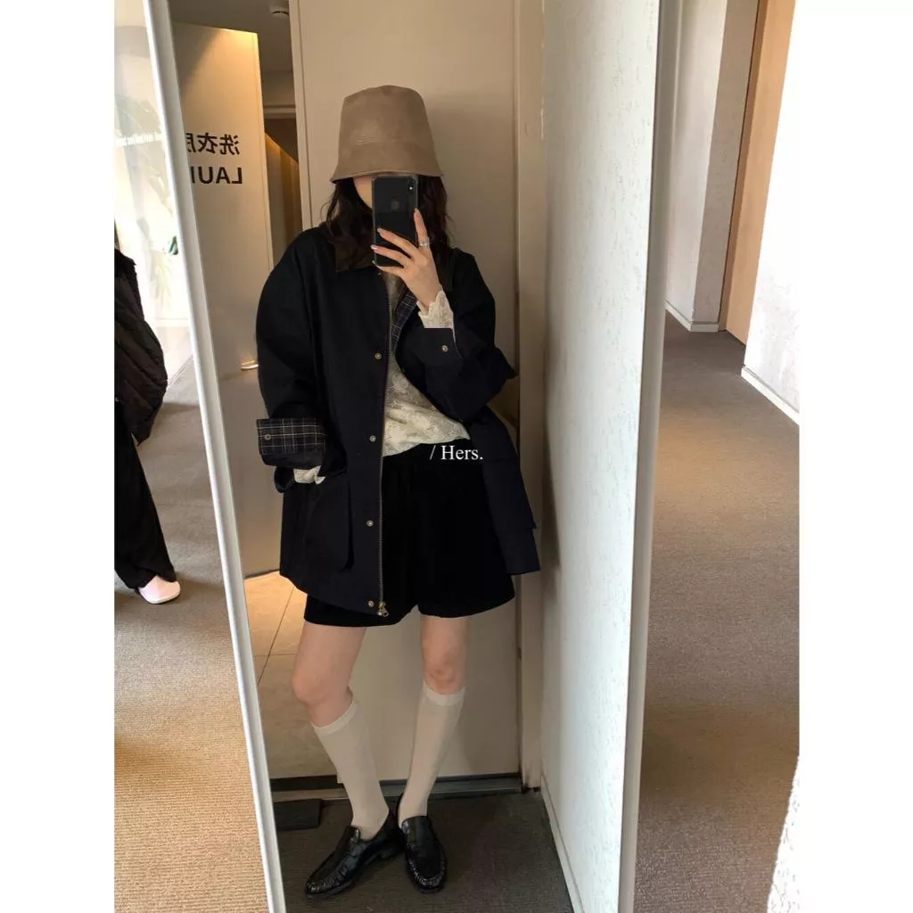 豬豬貓【Hers】韓標！簡約復古日常百搭燈芯絨休閒短褲