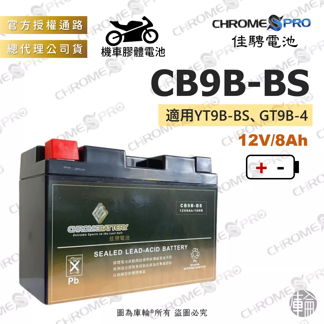 佳騁 機車膠體電池 CB9B-BS