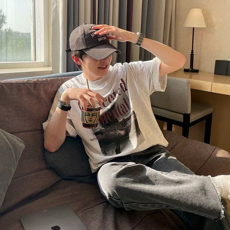 韓版復古高街印花短袖T/2色入