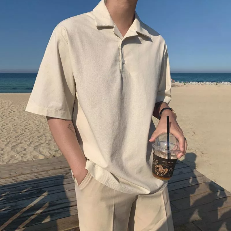 韓版棉麻短袖襯衣