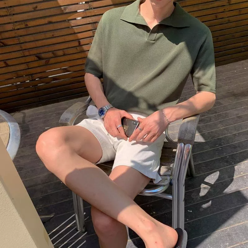 韓版翻領針織短袖T恤/4色入