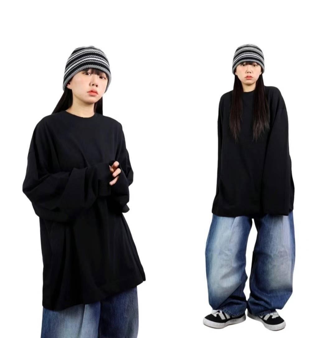 【JA】韓國🇰🇷OVERSIZE 中性 棉寬鬆素面長Ｔ