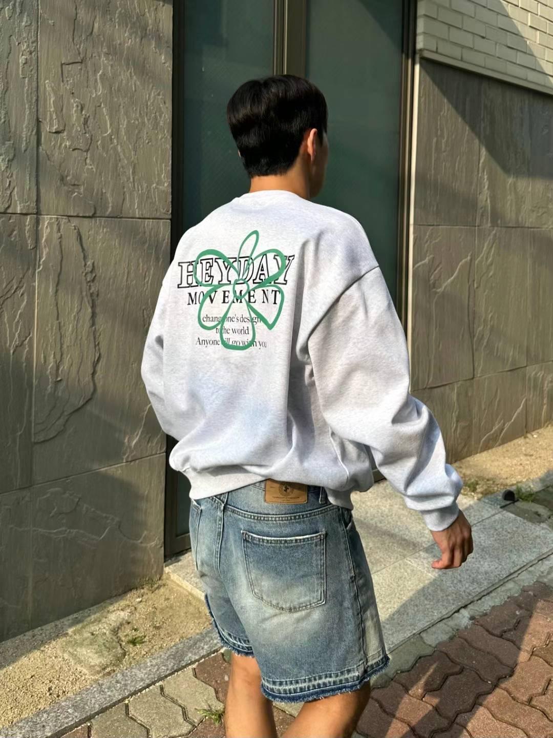 【JA】韓國🇰🇷重磅 印刷花圖 寬鬆版 情侶款 大學Ｔ