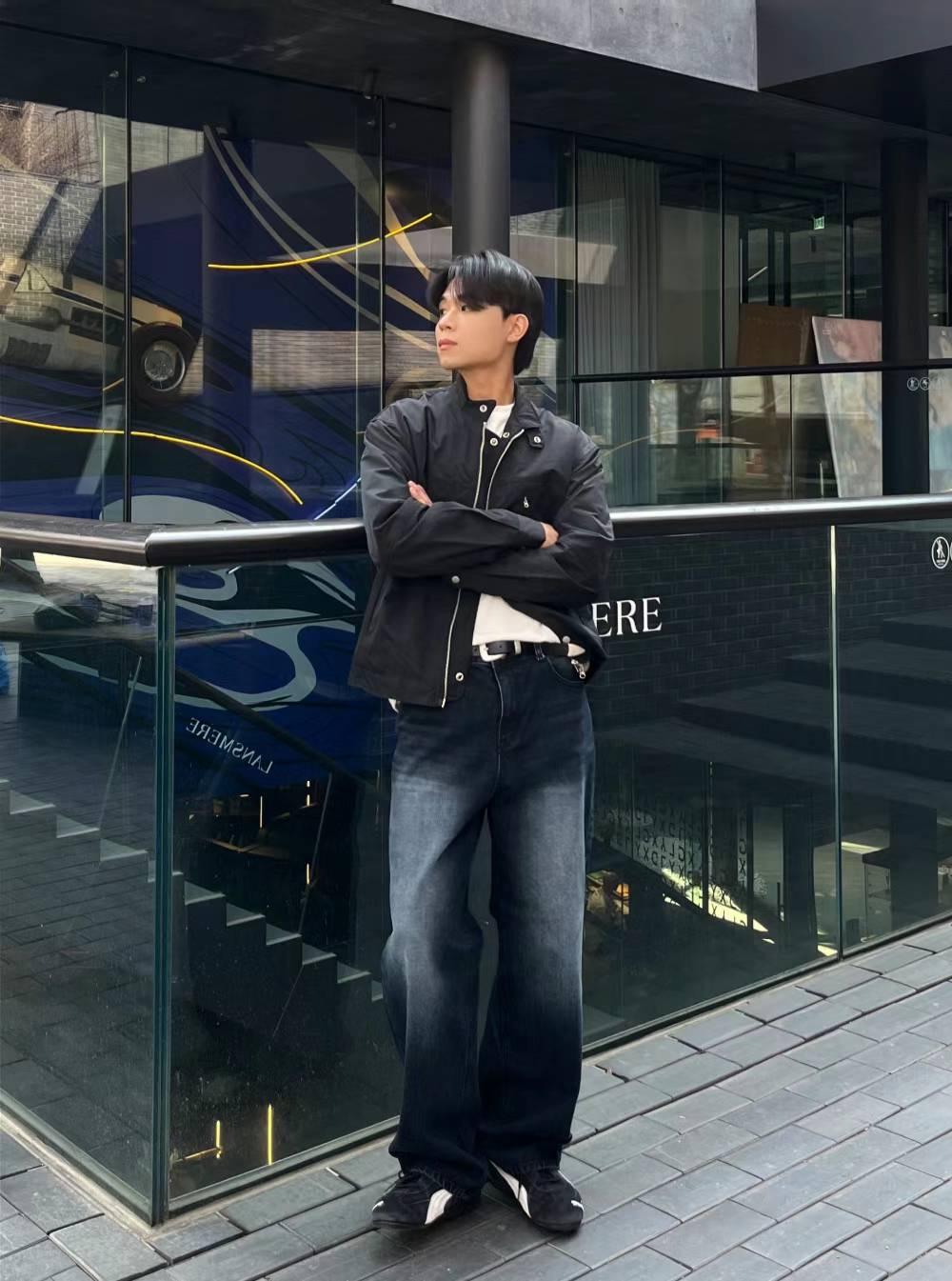 【JA】韓國🇰🇷深藍 刷色 Baggy jeans 復古款 寬版牛仔褲