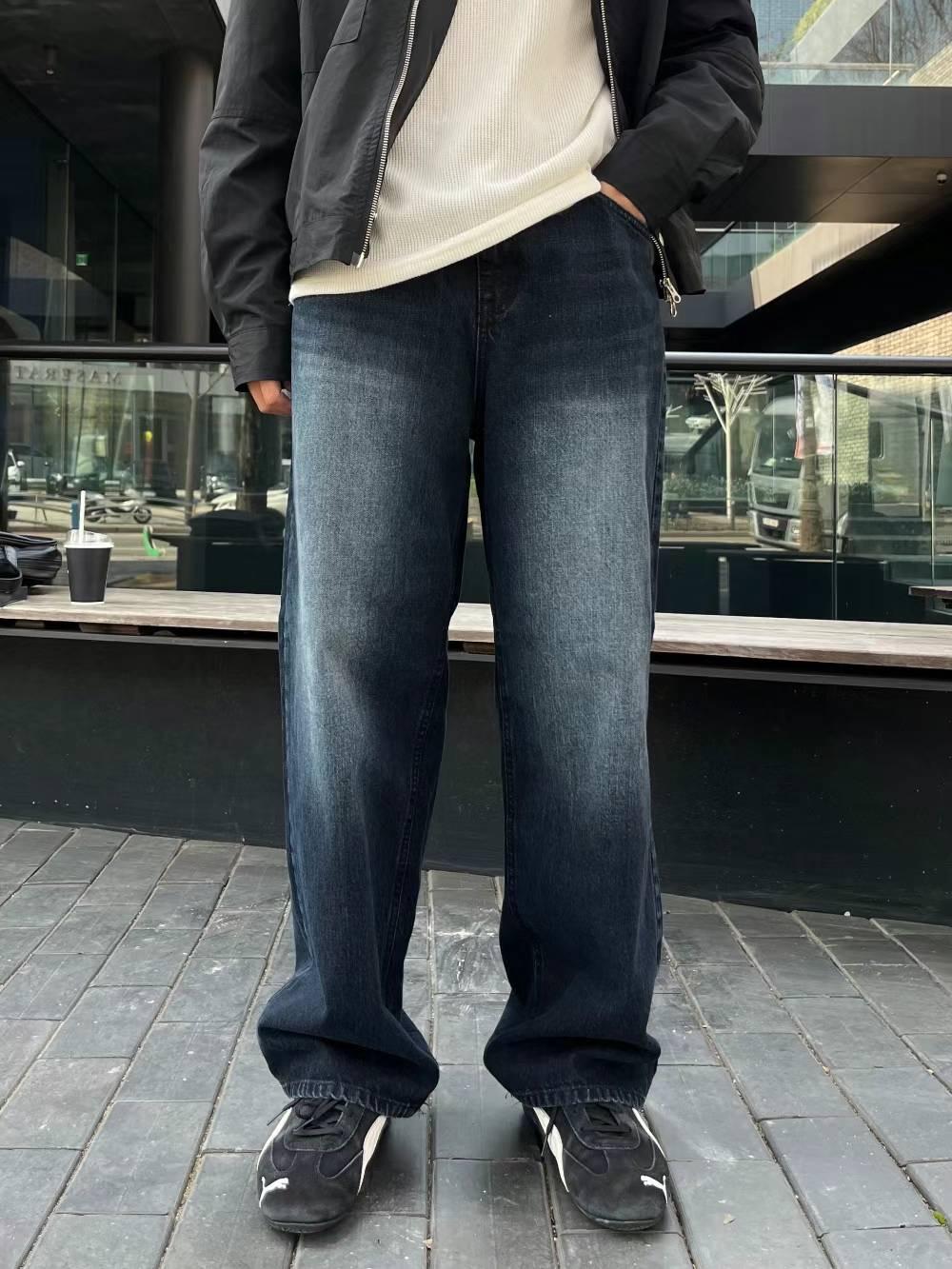 【JA】韓國🇰🇷深藍 刷色 Baggy jeans 復古款 寬版牛仔褲