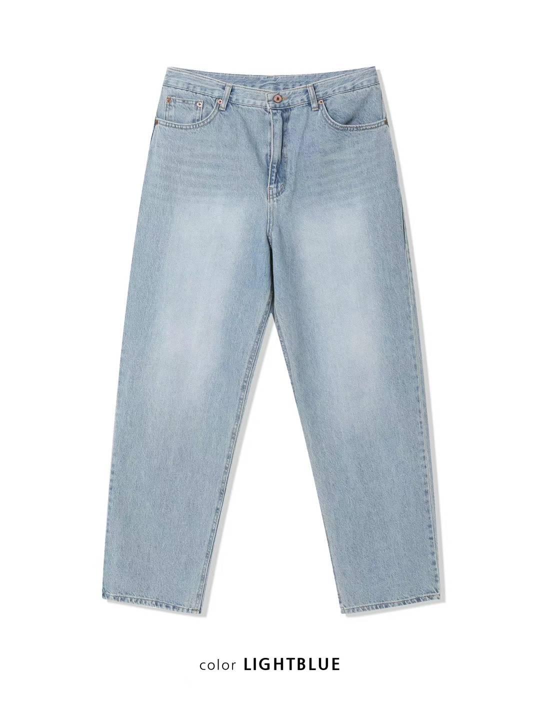 【JA】韓國🇰🇷淺色基本款 前後刷舊褪色 Baggy jeans款牛仔褲