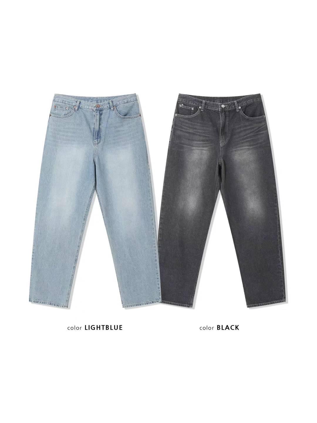 【JA】韓國🇰🇷淺色基本款 前後刷舊褪色 Baggy jeans款牛仔褲