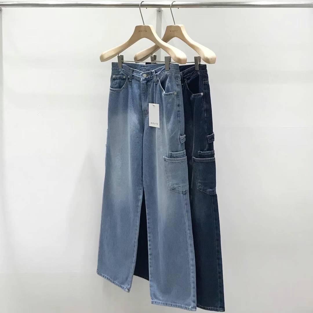 【JA】韓國🇰🇷水洗刷色 側口袋 工裝休閒板 Baggy jeans寬牛仔褲