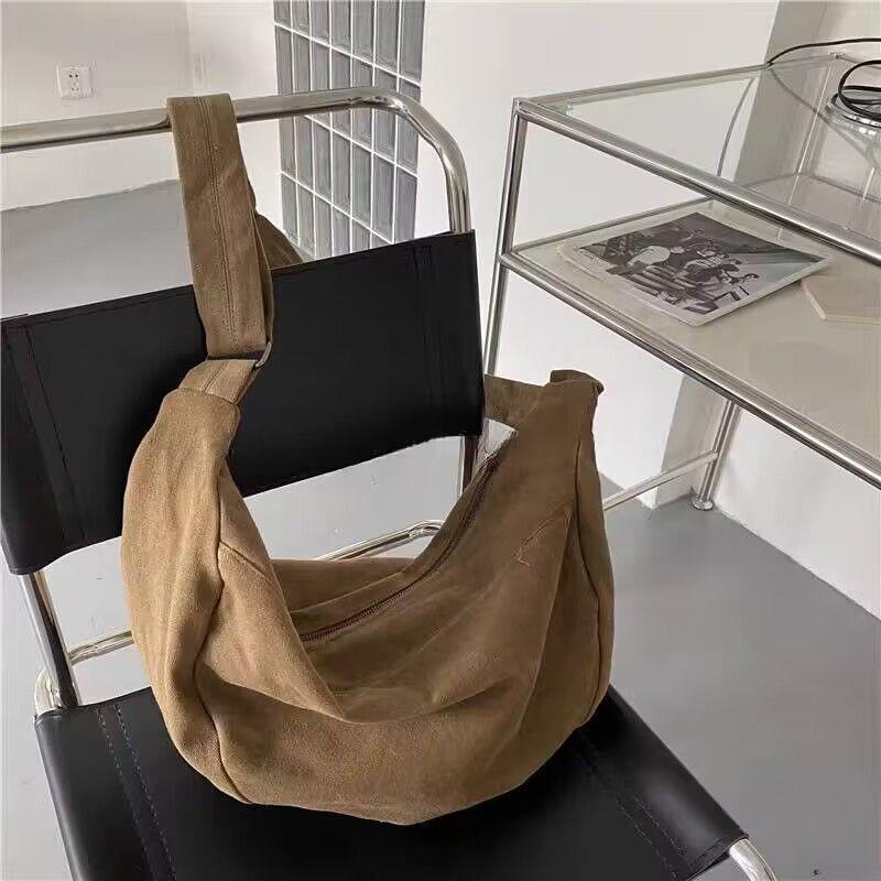 【JA】斜背單肩包 大容量裝 復古餃子包