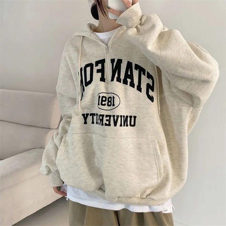 【JA】美式 拉鏈連帽 寬鬆 帽Ｔ