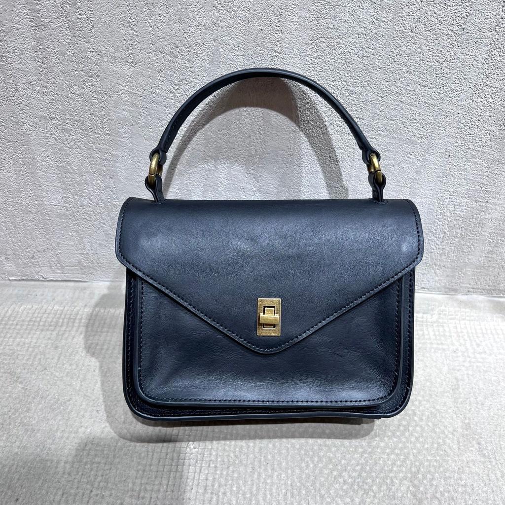 DANDT真皮女包手工植鞣頭層牛皮郵差包單肩包斜挎包手提包(23 JUN CAR)文藝真皮包