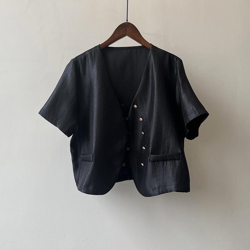 DANDT氣質V領西裝外套女2023夏季新款小眾百搭設計感上衣 80825(23 JUN Ian) 歐美服飾