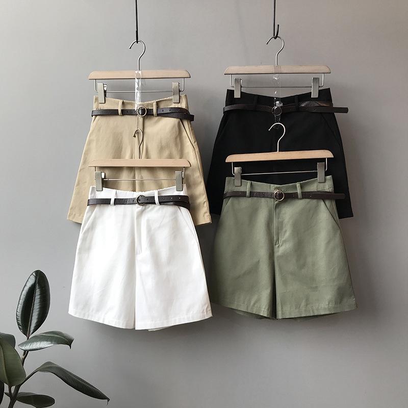 DANDT 2023夏新款高腰短褲女韓版鬆緊腰寬鬆闊腿休閒褲送腰帶8009(23 JUN Ian) 歐美服飾