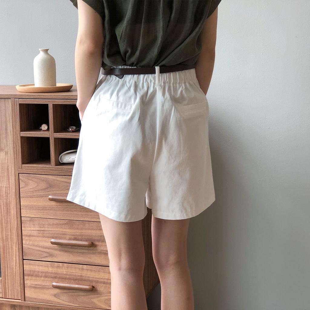 DANDT 2023夏新款高腰短褲女韓版鬆緊腰寬鬆闊腿休閒褲送腰帶8009(23 JUN Ian) 歐美服飾