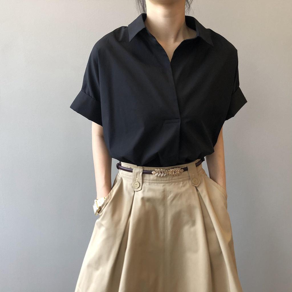 DANDT 韓版短袖襯衫女2023夏季新款氣質寬松套頭設計感襯衣女80228(23 JUN Ian) 歐美服飾