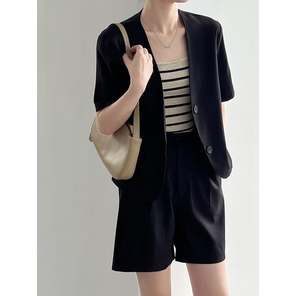 DANDT  西裝套裝女2023夏季新款氣質休閒短袖西服短褲兩件套80758(23 JUN Ian) 歐美服飾