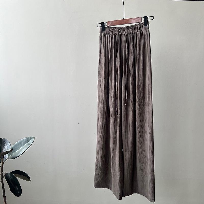 DANDT  慵懶休闊腿休閒褲女2023夏季新款高腰垂感直筒休閒褲子9692(23 JUN Ian) 歐美服飾