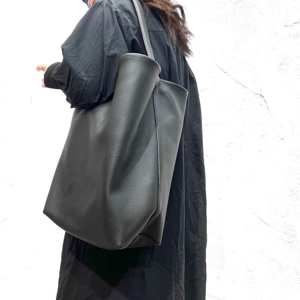 DANDT文藝真皮包真皮女包手工頭層牛皮大包托特包單肩包慵懶風通勤大容量(23 JUN CAR)文藝真皮包