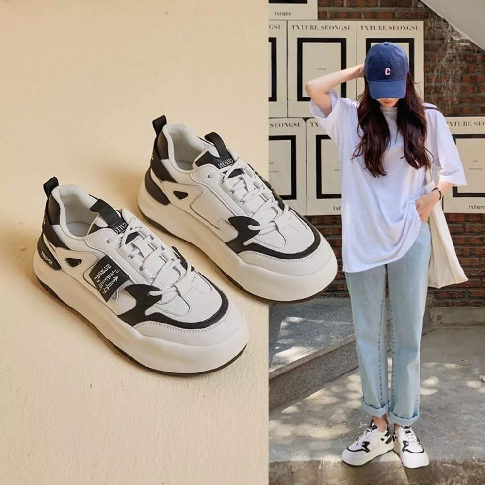 休閒鞋DANDT時尚真皮圓頭潮流厚底踩街板鞋（22 DEC AL）同風格請在賣場搜尋-歐美女鞋