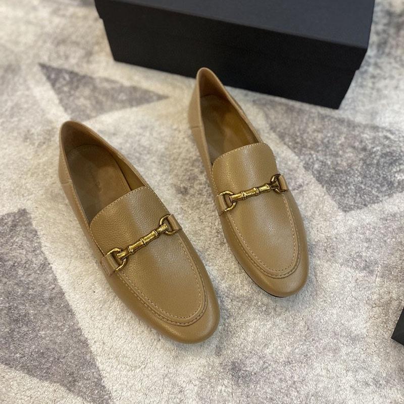 DANDT 2022年春季新品女鞋休閑平底單鞋一腳蹬頭層牛皮樂福鞋一件代發(23 JUN SIN) 外銷女鞋
