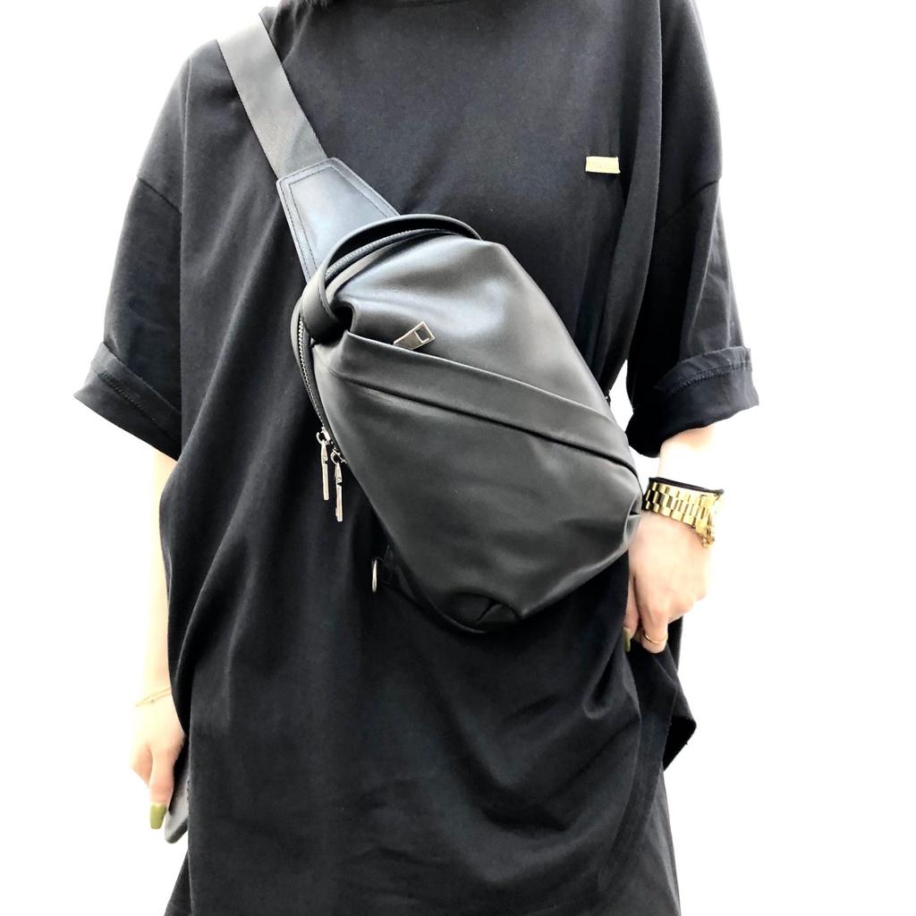 DANDT 文藝真皮包手工頭層牛皮胸包馬鞍包單肩包斜挎包男女款式(23 JUN CAR) 文藝真皮包