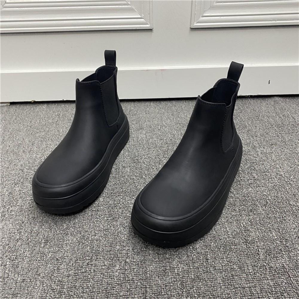 厚底短靴DANDT百搭圓頭真皮鬆緊厚底短靴（22 DEC TA）同風格請在賣場搜尋—華流鞋款