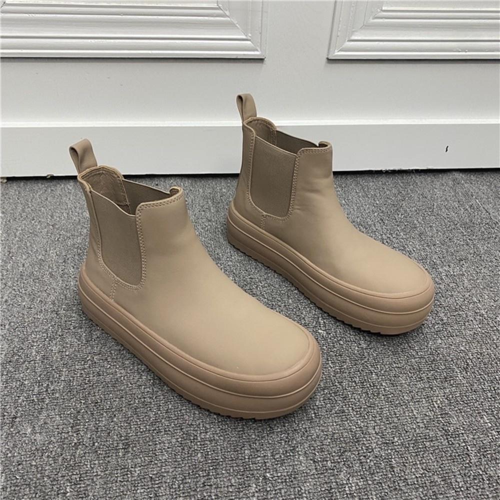 厚底短靴DANDT百搭圓頭真皮鬆緊厚底短靴（22 DEC TA）同風格請在賣場搜尋—華流鞋款