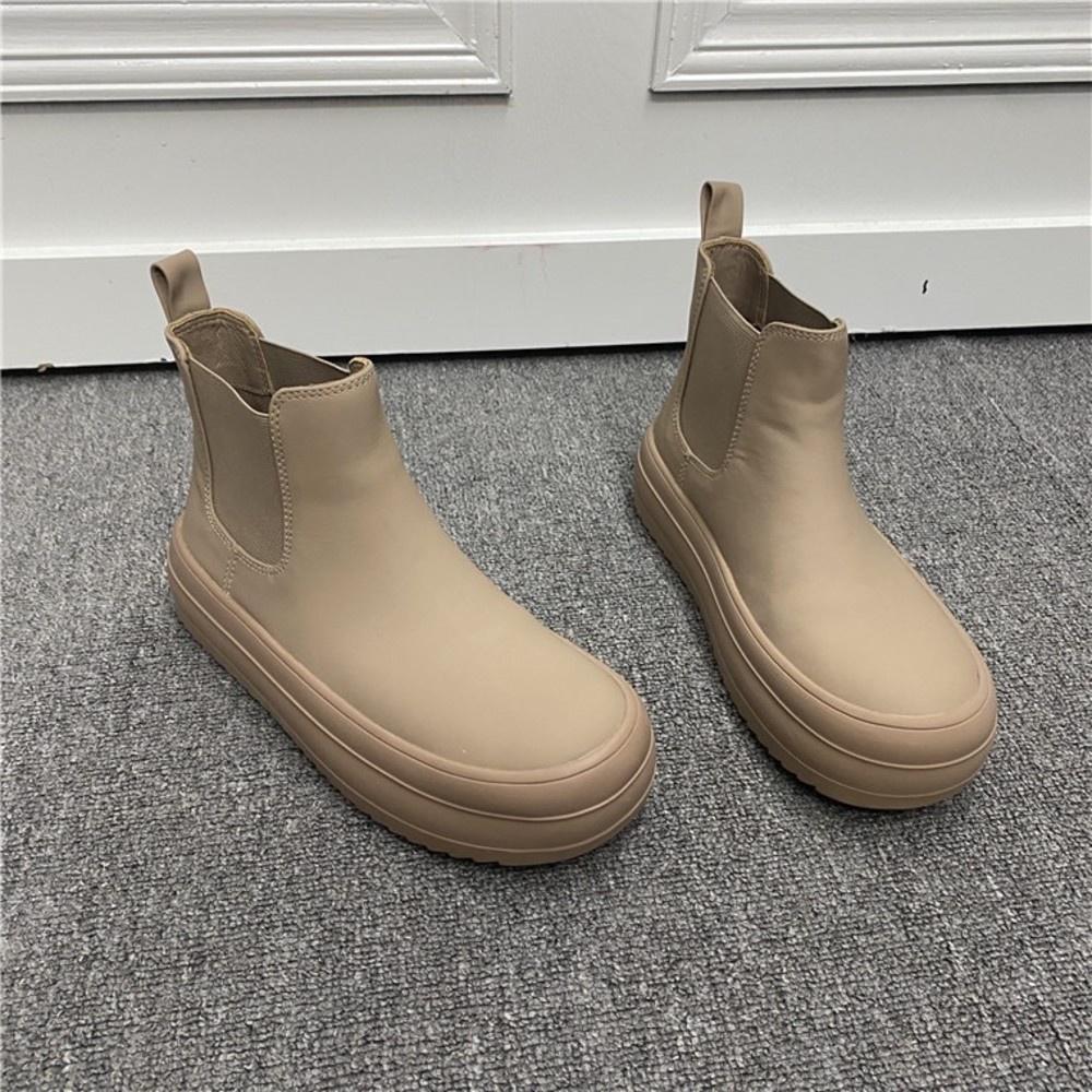 厚底短靴DANDT百搭圓頭真皮鬆緊厚底短靴（22 DEC TA）同風格請在賣場搜尋—華流鞋款