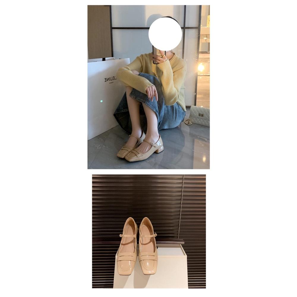 真皮低跟鞋DANDT時尚牛漆皮方頭一字搭口低跟鞋（23 FEB TAI）同風格請在賣場搜尋-歐美女鞋