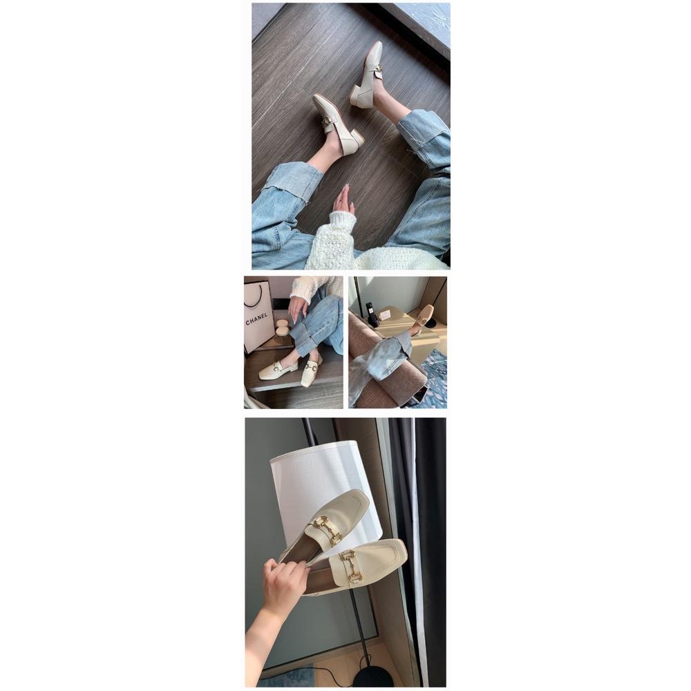 真皮跟鞋DANDT時尚牛皮方頭馬銜扣粗跟鞋（23 JAN TAI）同風格請在賣場搜尋-歐美女鞋