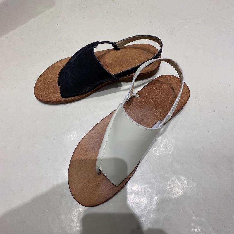 DANDT 23夏季新款韓版平底夾腳涼拖鞋復古人字拖鞋沙灘休閑真皮夾趾涼鞋(23 JUL TA NIN)歐美女鞋