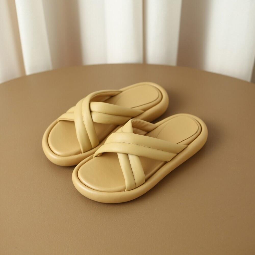 真皮拖鞋DANDT時尚牛皮交叉帶舒適涼拖鞋（23 APR lon）同風格請在賣場搜尋-歐美女鞋