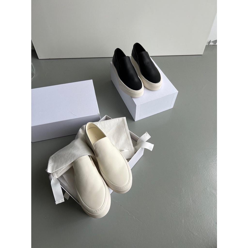 DANDT22新款一腳蹬樂福鞋女真皮厚底簡約英倫風圓頭舒適休閒鞋(23 JUL TRA) 外銷女鞋