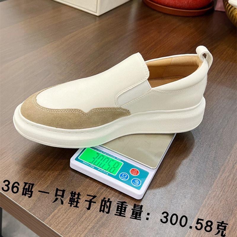 DANDT踩屎感~小眾真皮內增高松糕厚底樂福鞋時尚休閑小白鞋懶人鞋外穿(23 DEC TRA) 外銷女鞋