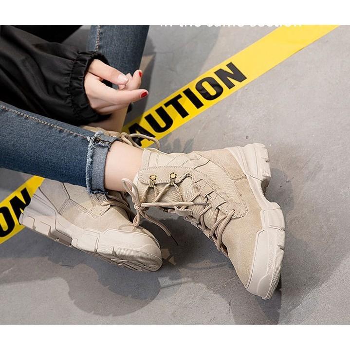 DANDT真皮牛皮chic馬丁靴女冬加絨英倫風學生韓版百搭短靴女沙漠靴棉靴(24 FEB TATFM) 歐美女鞋