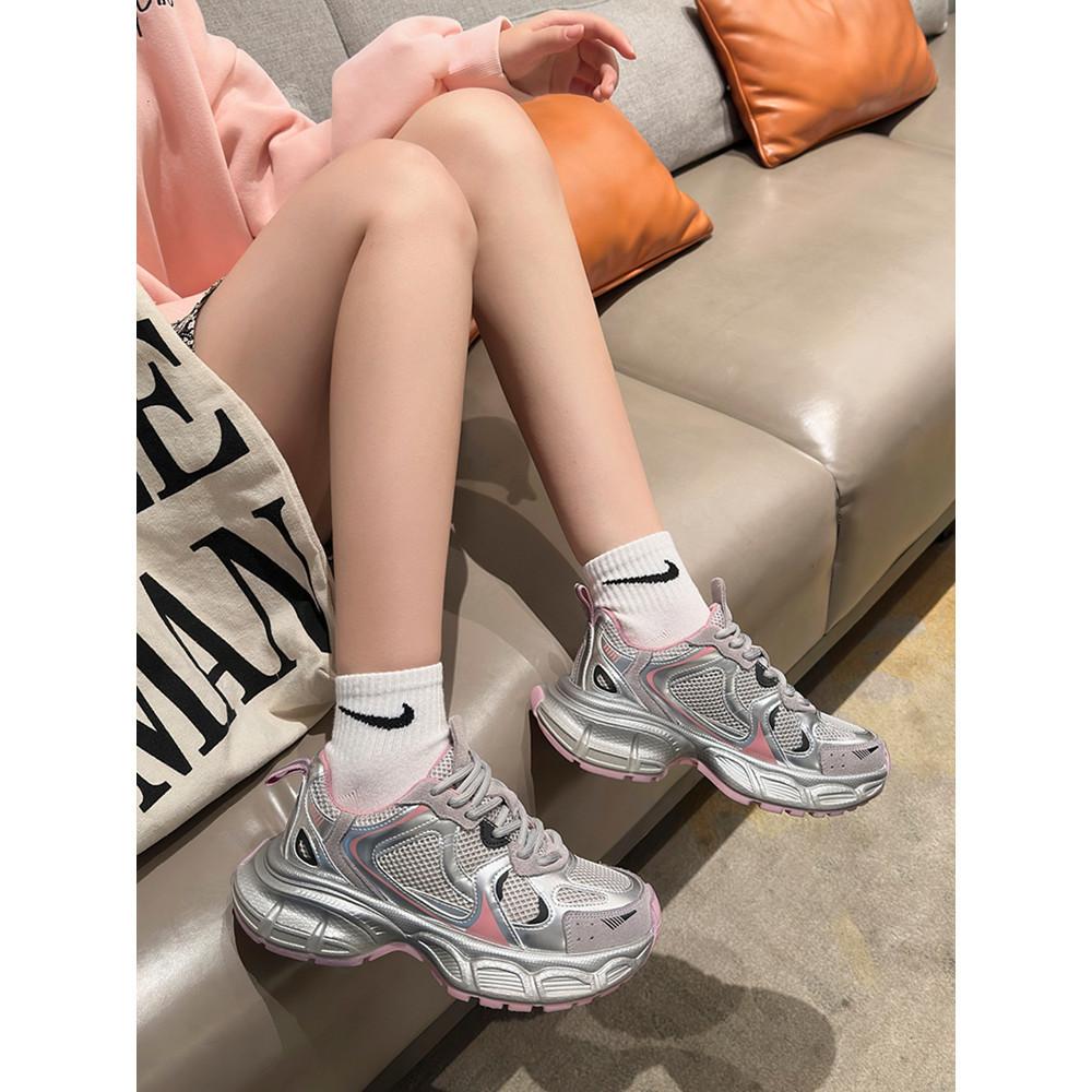 DANDT歐洲站老爹鞋女真皮2024春季新款爆款歐貨休閑百搭厚底增高運動鞋(24 FEB TATFM) 歐美女鞋