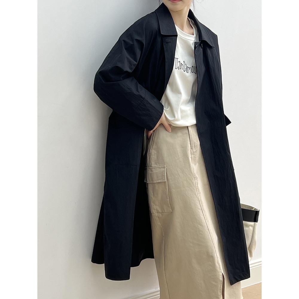 DANDT 日系復古文藝中長款風衣女 2024春季韓版寬松顯瘦外套30060(24 APR Ian) 歐美服飾
