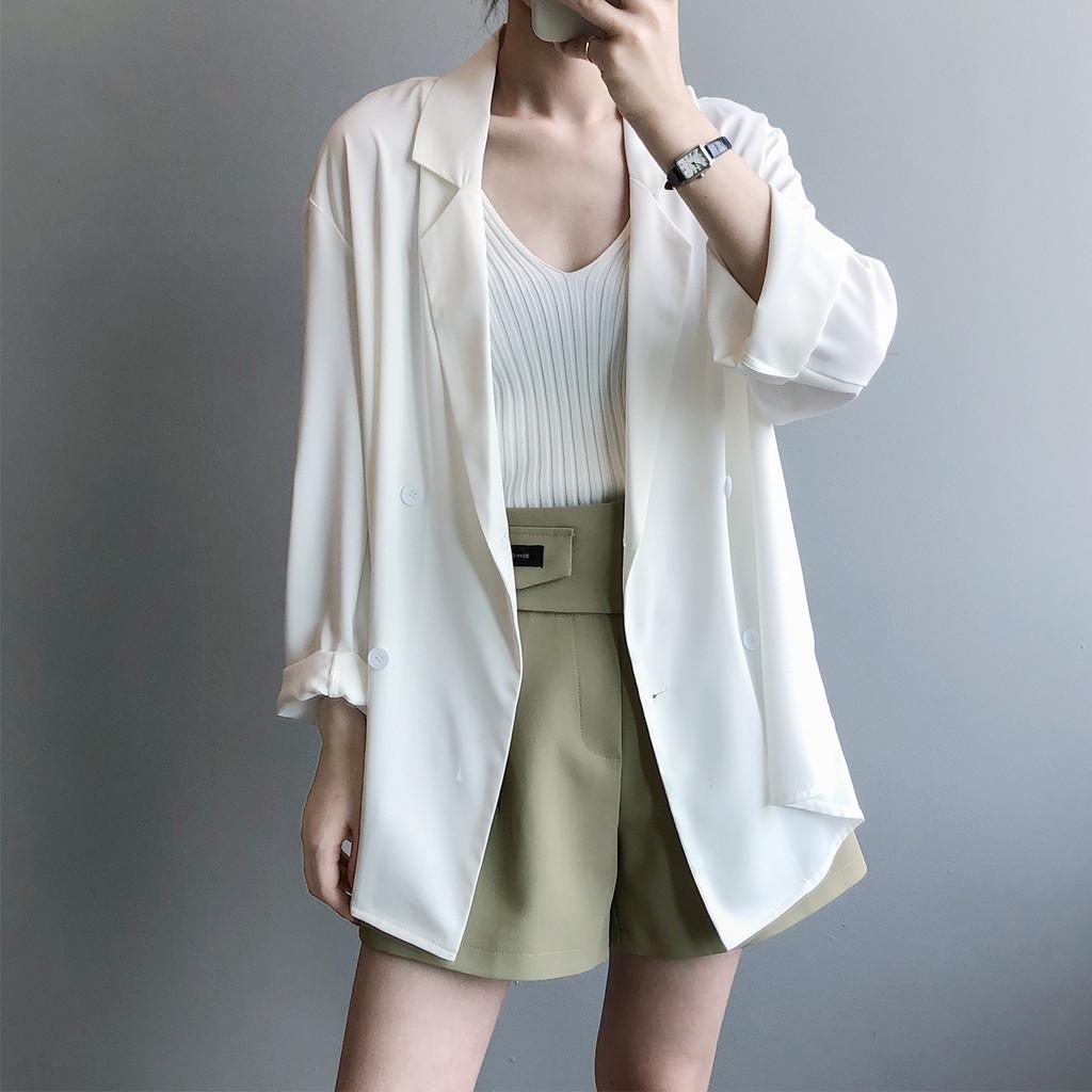 DANDT 韓版網紅薄款小西裝外套女 2024春季設計感防曬寬松西服3355(24 APR Ian) 歐美服飾