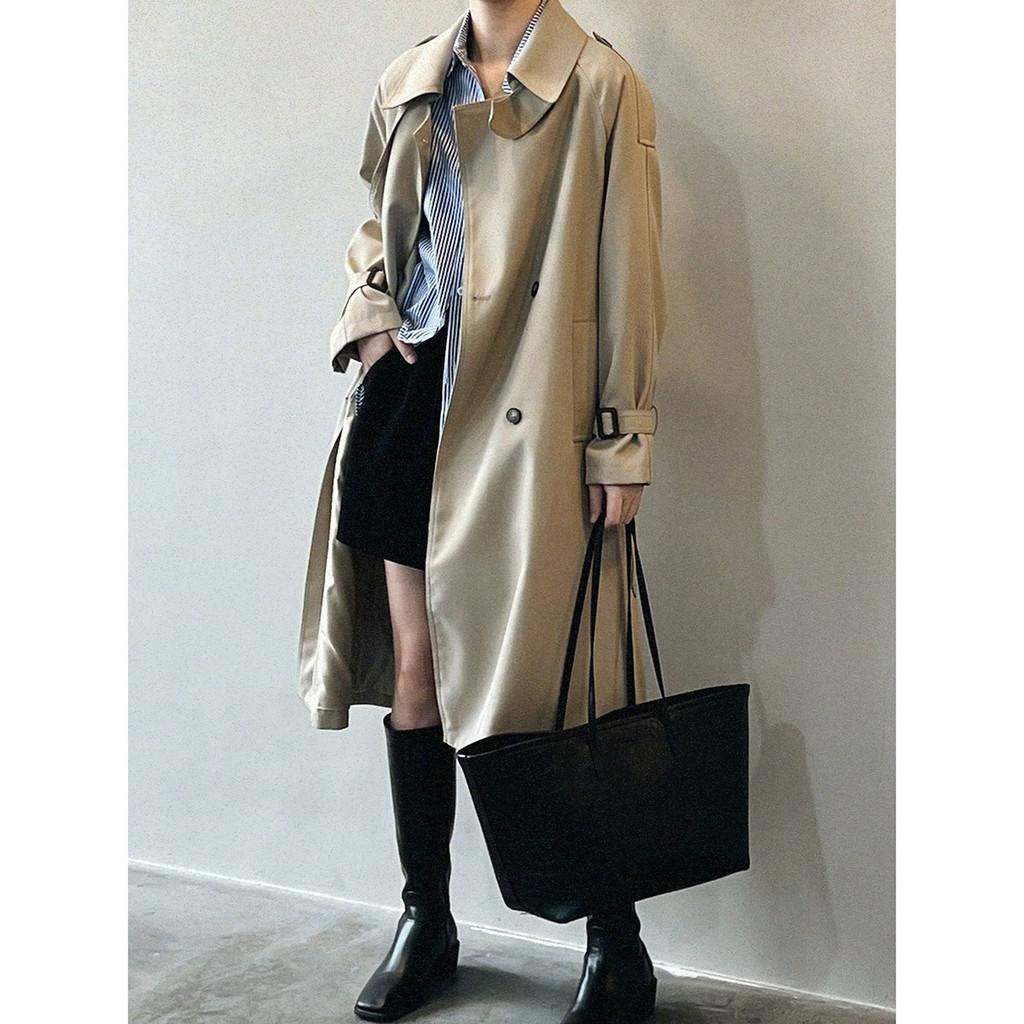 DANDT 英倫風雙排扣風衣女2024春季新款寬松垂感中長款外套80697(24 APR Ian) 歐美服飾