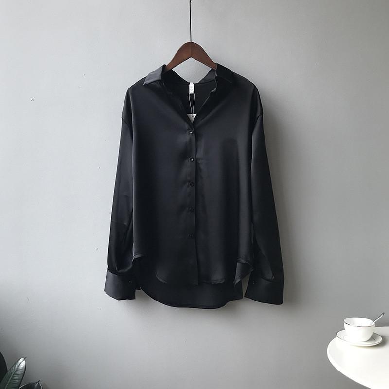 DANDT 襯衫2024春季新款韓版純色氣質寬松顯瘦長袖翻領襯衣女0726(24 APR Ian) 歐美服飾