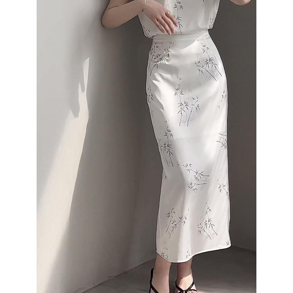 DANDT 新中式盤扣改良旗袍套裝女2024夏季新款立領襯衫半身裙80977(24 APR Ian) 歐美服飾