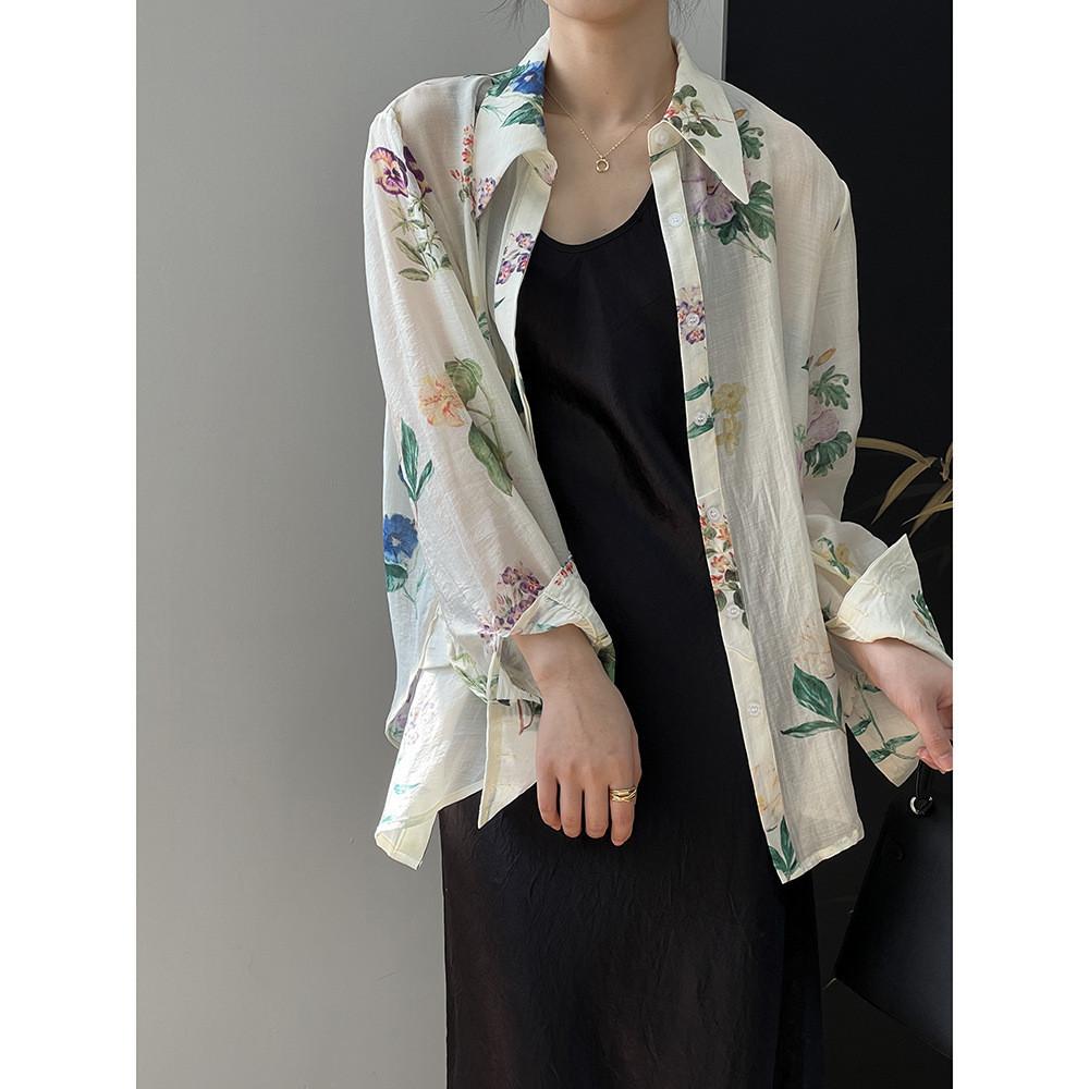 DANDT 法式碎花襯衫女 2024春夏新款高級感時尚氣質寬松上衣 80962(24 APR Ian) 歐美服飾