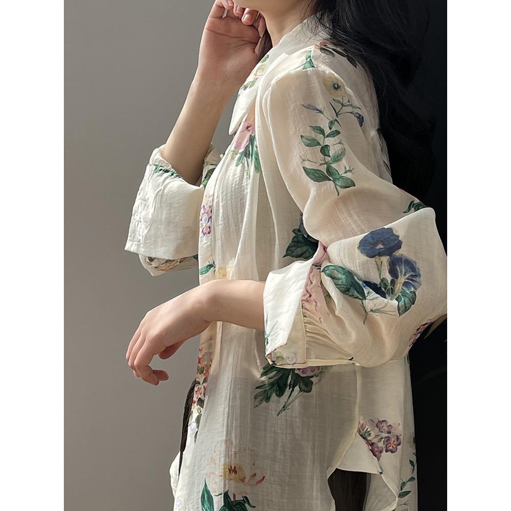 DANDT 法式碎花襯衫女 2024春夏新款高級感時尚氣質寬松上衣 80962(24 APR Ian) 歐美服飾
