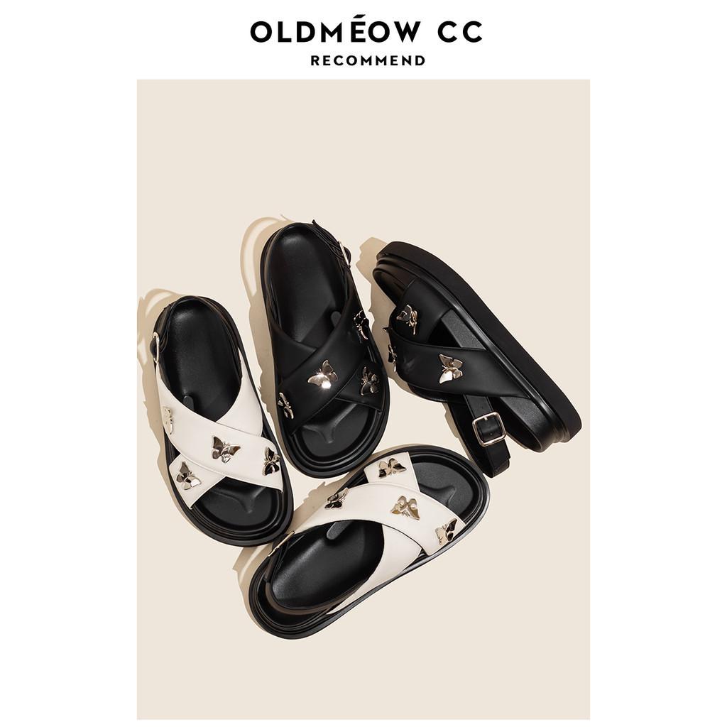 DANDT蝴蝶交叉帶厚底涼鞋女新款夏季真皮百搭平底羅馬鞋(24 APR TA)同風格賣場搜尋-歐美女鞋