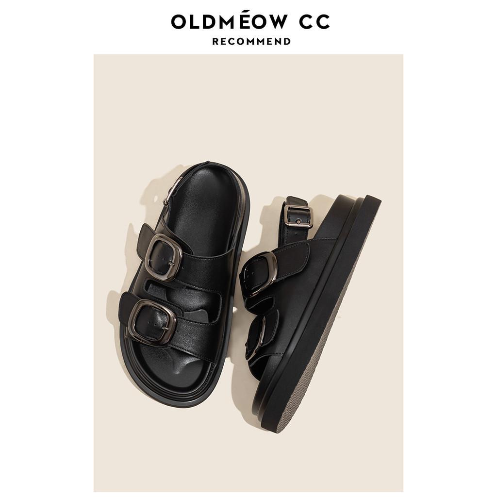 DANDT厚底黑色涼鞋女真皮夏季新款百搭運動一字扣平底羅馬鞋(24 APR TA)同風格賣場搜尋-歐美女鞋