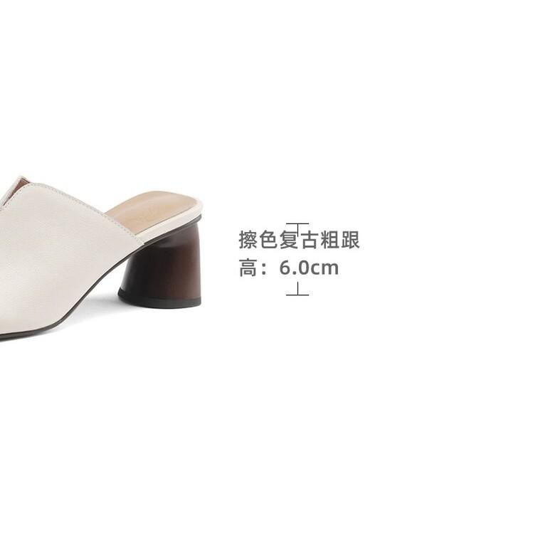 DANDT真皮粗跟拖鞋女夏時尚外穿2024新款頭層牛皮一字涼拖中跟高跟涼鞋(24 APR TA)同風格賣場搜尋-歐美女鞋