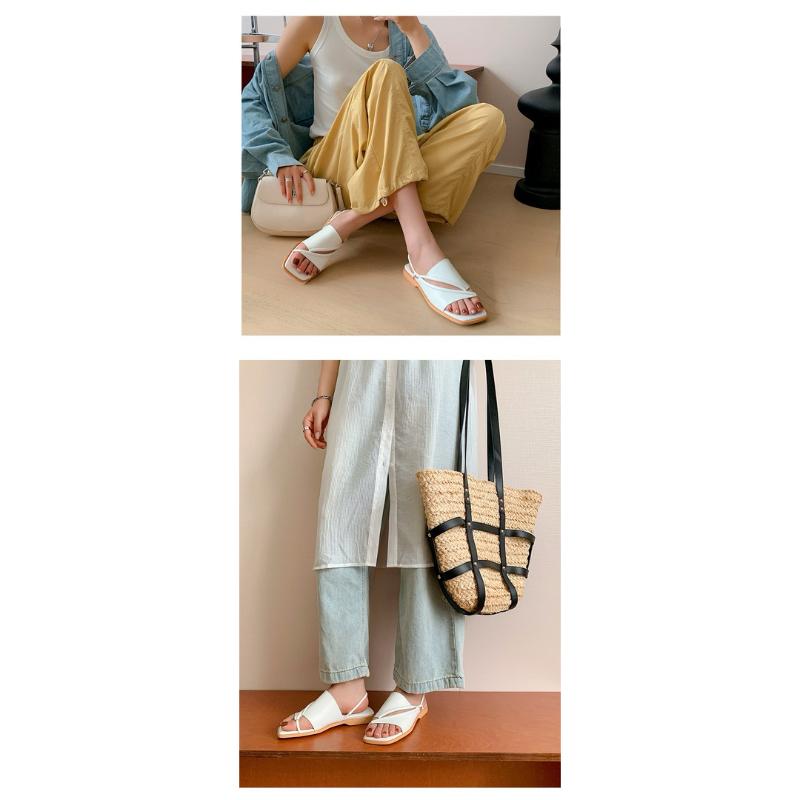 真皮涼鞋DANDT時尚羊皮不對稱夾趾平底涼鞋（24 MAY LON）同風格請在賣場搜尋-歐美女鞋