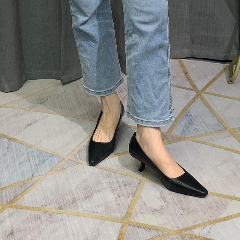 DANDT新款頭層牛皮優雅貓跟細跟高跟女單鞋尖頭淺口單鞋女（24 AUG TRA）同風格賣場搜尋-外銷女鞋