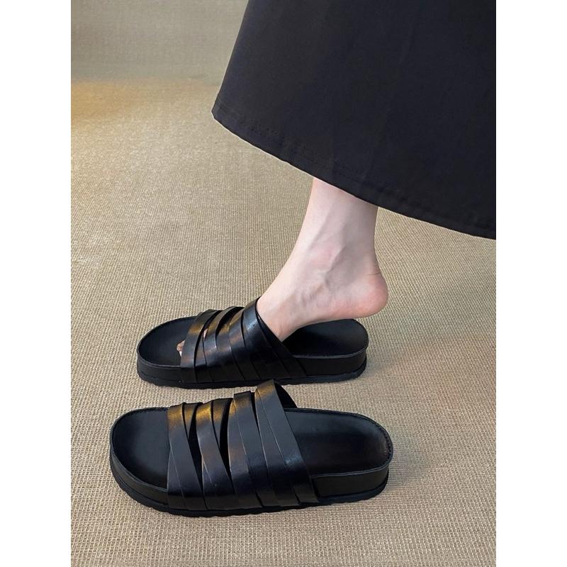 休閒涼拖DANDT百搭羊皮條帶包覆鏤空拖鞋（24 AUG TA）同風格請在賣場搜尋-華流女鞋